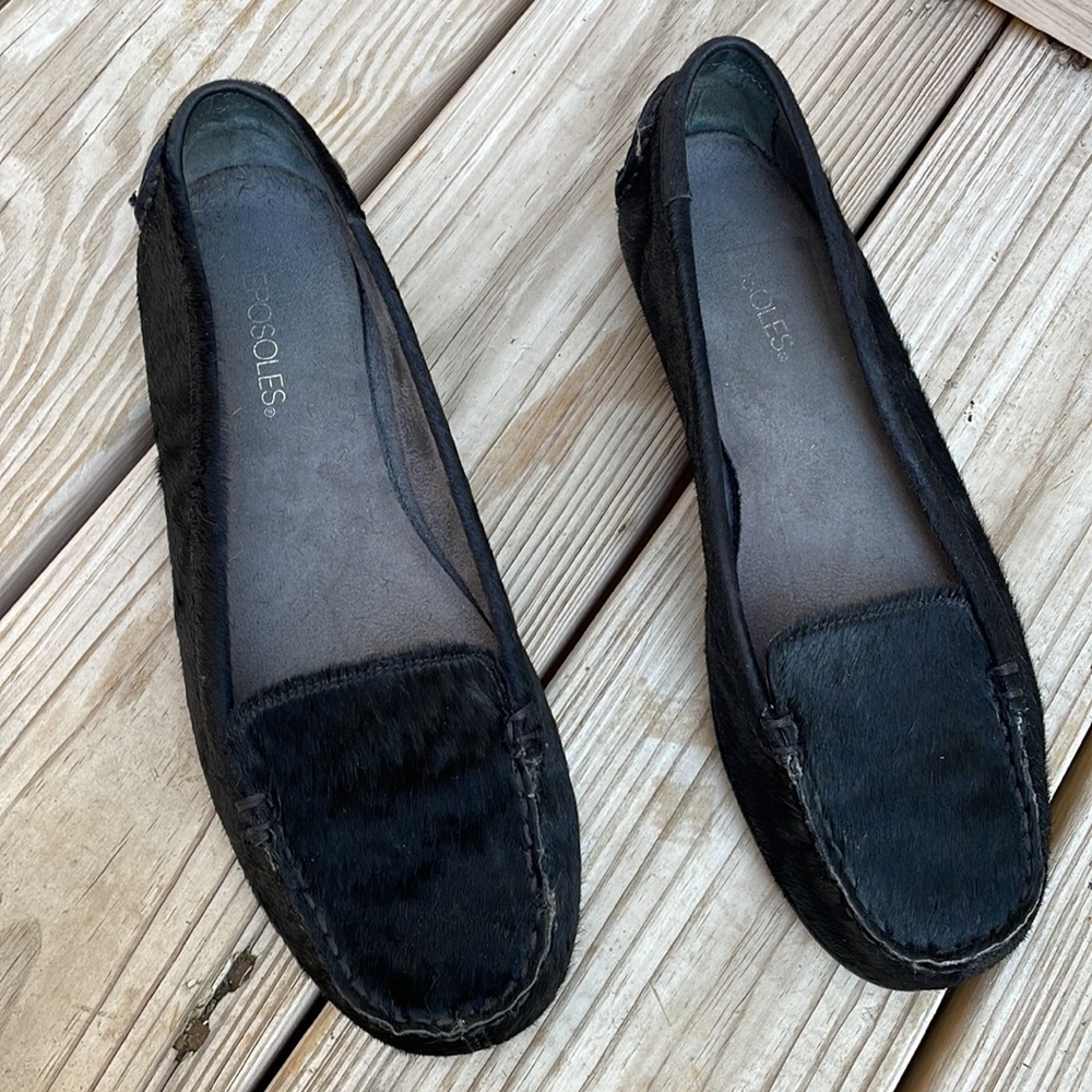 Aerosoles Nu Day Black Pony Hair Mocassin Loafers  Size 9.5